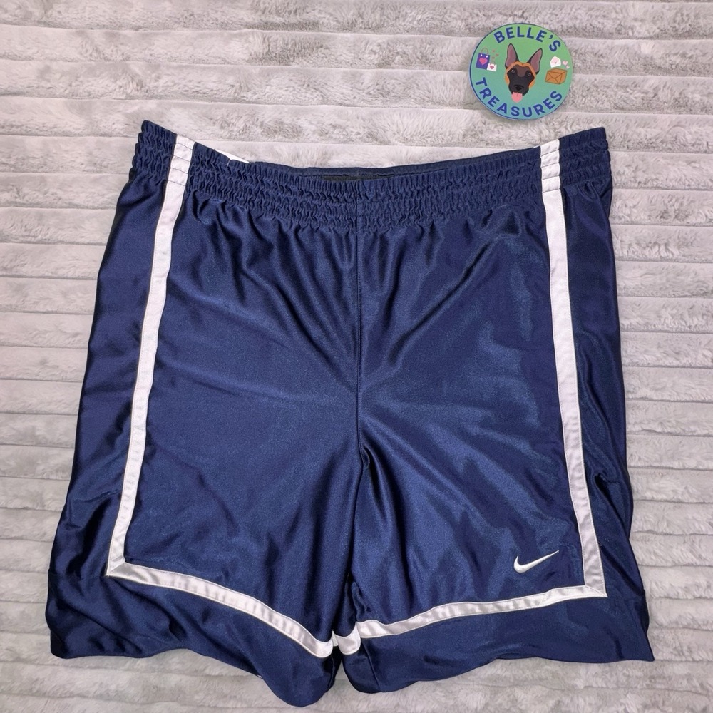 Nike Shorts Mens 2XL Reversible Basketball Silky Silver Blue Y2k Baggy Vintage